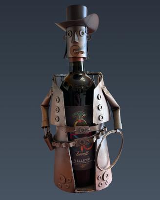 Portabottiglia cowboy in ferro lavorato