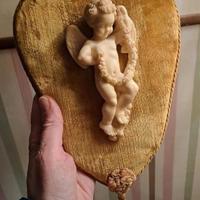 quadro in velluto con putto vintage 