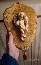 quadro in velluto con putto vintage 
