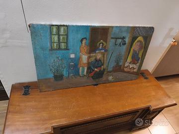 Raro Quadro Bifacciale Naïf Anni 50/60  Opera Folk