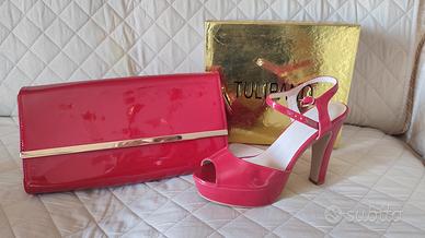 Set scarpe + pochette rosso donna