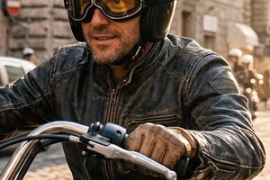 Vintage Style Biker Goggles Aviator, Pelle PU