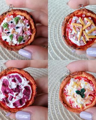 Portachiavi con pizze in fimo handmade