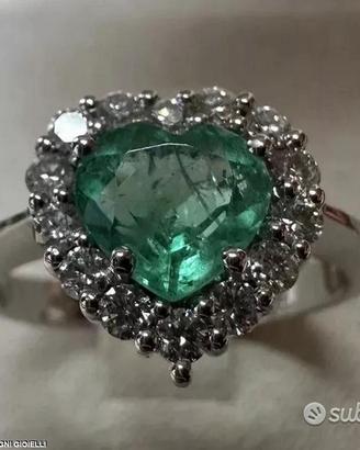 ANELLO ORO 18kt. DIAMANTI E SMERALDO COLOMBIANO