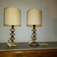 Coppia lampade abat jour da comodino anni 70