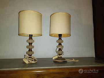 Coppia lampade abat jour da comodino anni 70