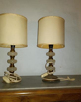 Coppia lampade abat jour da comodino anni 70