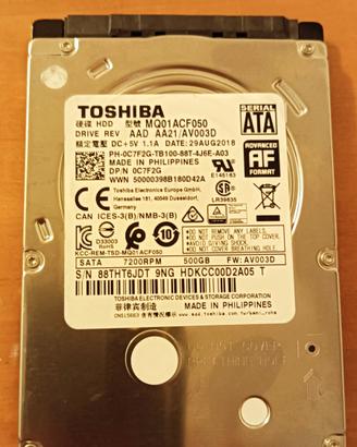 N°2 Hard Disk Toshiba 500 slim