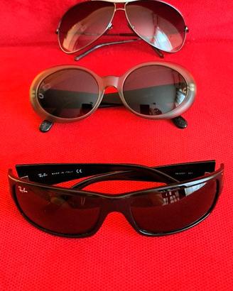 N.3 OCCHIALI DA SOLE FIRMATI: RAY BAN, ARMANI, WEB