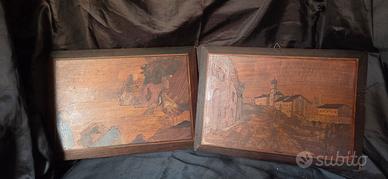 Vintage 2 Quadri Sorrentini  in legno Intarsiato  