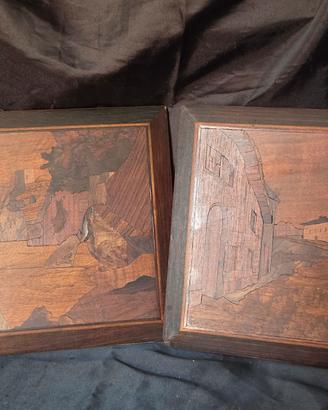 Vintage 2 Quadri Sorrentini  in legno Intarsiato  