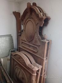 Letto matrimoniale antico legno fine '800 intaglia