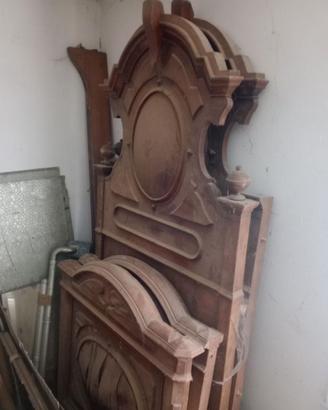 Letto matrimoniale antico legno fine '800 intaglia