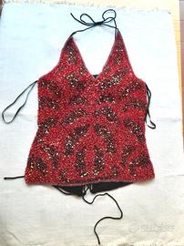 Top  seta  e perline harem gioiello costume ballo