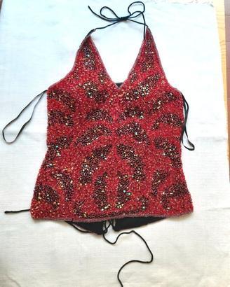 Top  seta  e perline harem gioiello costume ballo