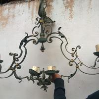 Lampadario in ferro battuto metà '900