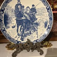 PIATTO ANTICO DELF BLAUW  GRANDE CON PORTAPIATTO