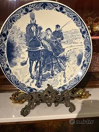 PIATTO ANTICO DELF BLAUW  GRANDE CON PORTAPIATTO