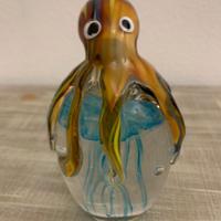 Scultura vetro di Murano polpo giallo