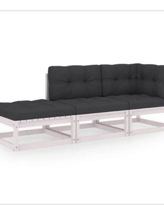 Set divani da giardino legno massello con cuscini