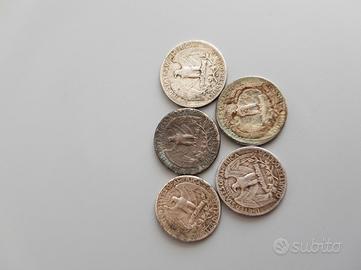 Lotto 5 Quarter Argento USA Vintage