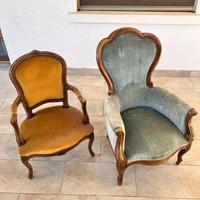 Poltrona e sedia vintage, design d’epoca