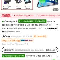 Autoradio 1 Din con touchscreen 6.86pollici