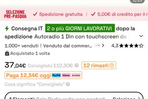 Autoradio 1 Din con touchscreen 6.86pollici