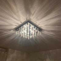 Lampada gocce di cristallo e acciaio cromato