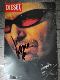 Cartolina diesel occhiali 1998 con autografo Vasco