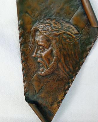 Volto Gesù Cristo rame cesellato e firmato 