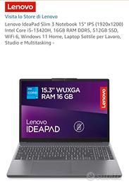 Lenovo IdeaPad Slim 3 (NUOVO SIGILLATO) Fattura
