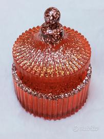 Barattolo Portagioie in Resina Rosso con Glitter