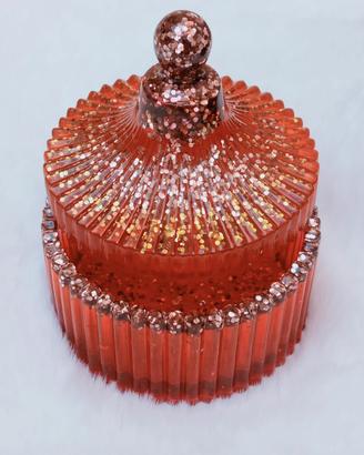 Barattolo Portagioie in Resina Rosso con Glitter
