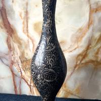 Vaso alto decorativo orientale ottone 1960-80