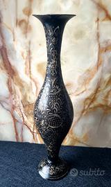 Vaso alto decorativo orientale ottone 1960-80