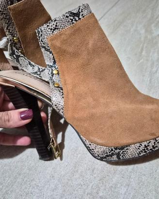 tronchetto sandalo gaudi camoscio pitone elegante 