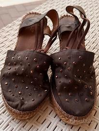 Sandali zeppa stile Espadrillas con strass 