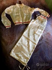 Completo giubbotto e pantaloni in satin. Tg. S/M