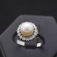 ANELLO RUFF ORO BIANCO 18KT DIAMANTI 0,13CT  PERLA