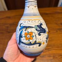 Vaso ceramica San Gimignano fiori blu arancio mano