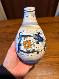 Vaso ceramica San Gimignano fiori blu arancio mano