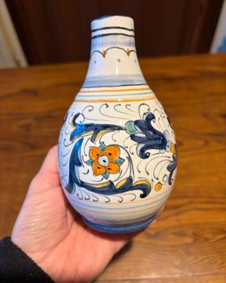 Vaso ceramica San Gimignano fiori blu arancio mano