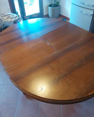 TAVOLO LEGNO NOCE MASSELLO TONDO ALLUNGABILE '800