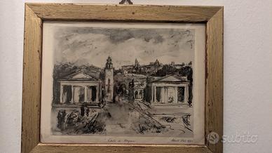 Quadro Veduta di Bergamo pittore Alberto Vitali
