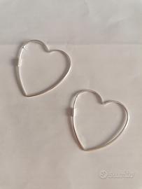 Orecchini argento 925 cerchi a cuore 