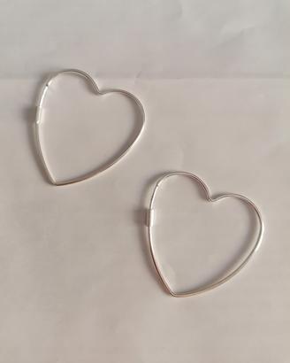 Orecchini argento 925 cerchi a cuore 