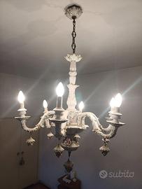 Lampadario vintage in ceramica NOVE a 6 braccia