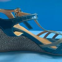 Sandali con Zeppa Corda in pelle Lucida