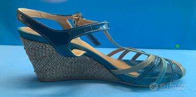 Sandali con Zeppa Corda in pelle Lucida